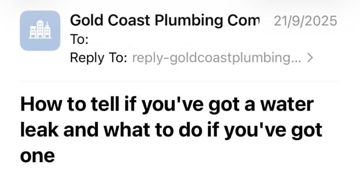 gold coast plumbing company email out